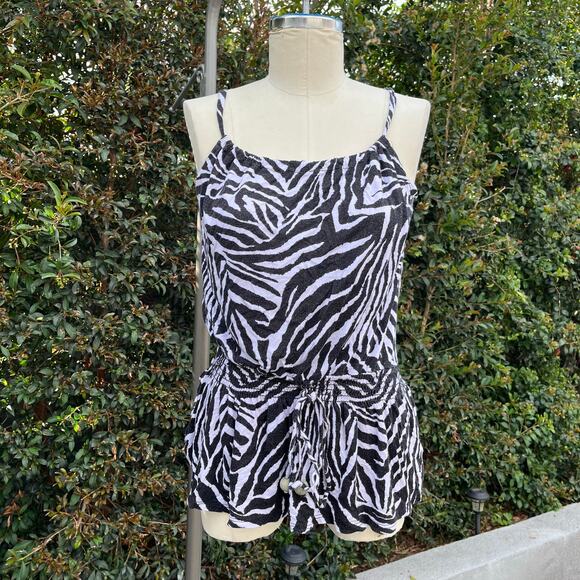 Vintage y2K Twenty One Animal Print Tank Top 2000s Medium - Picture 1 of 8